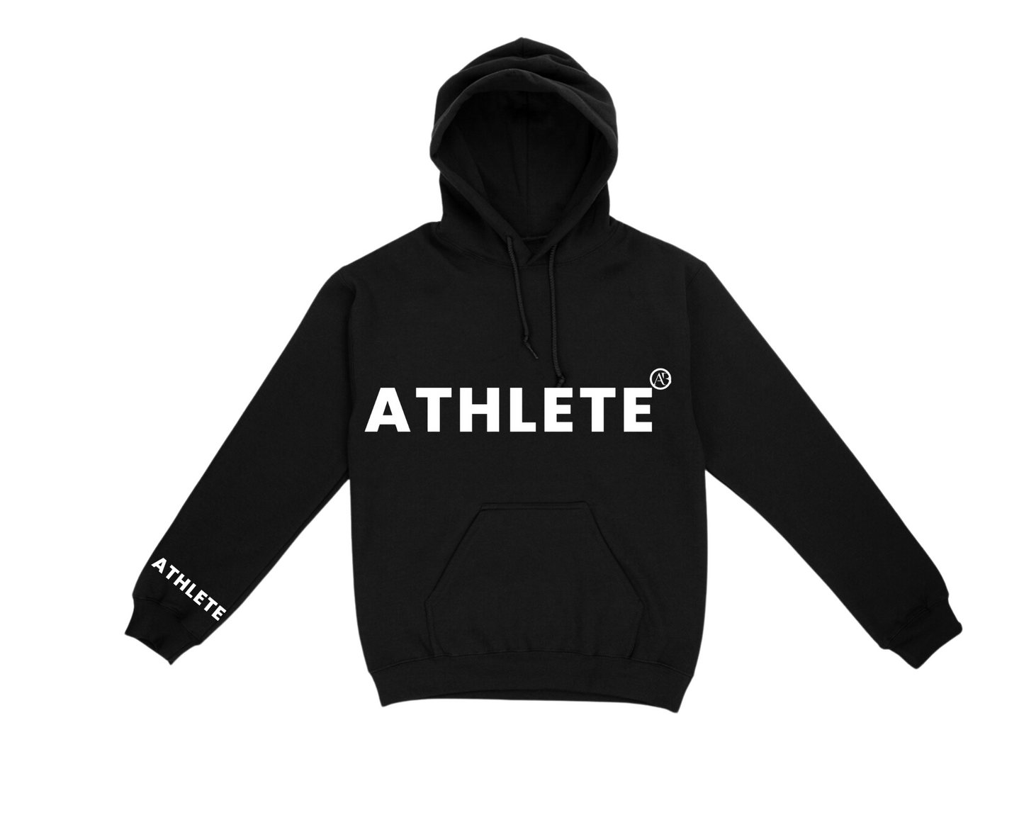 ATHLETE by AB Black Hoodie with white font