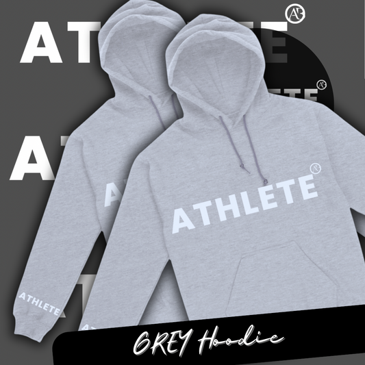 ATHLETE by AB Grey Hoodie with white font