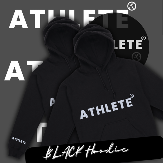 ATHLETE by AB Black Hoodie with white font