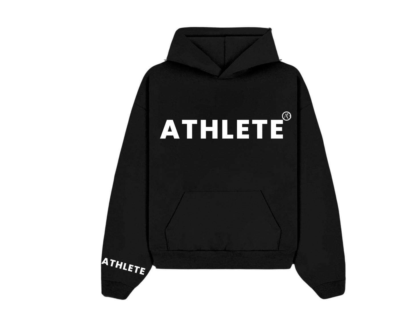 ATHLETE by AB Black Hoodie with white font